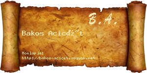 Bakos Acicét névjegykártya